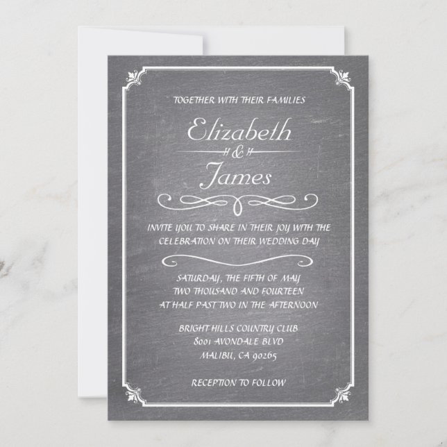 Invitations de mariage Vintage blanc (Devant)