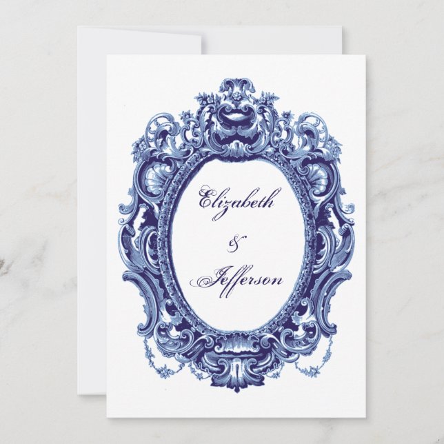 Invitations de mariage Vintage bleu (Devant)