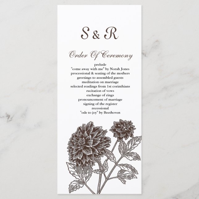 Invitations de mariage vintage Dahlia (Devant)