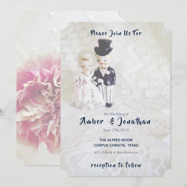Invitations de mariage vintage Dapper Couple (Devant / Derrière)