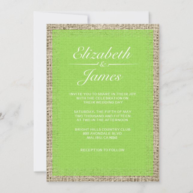 Invitations de mariage Vintage de Burlap (Devant)