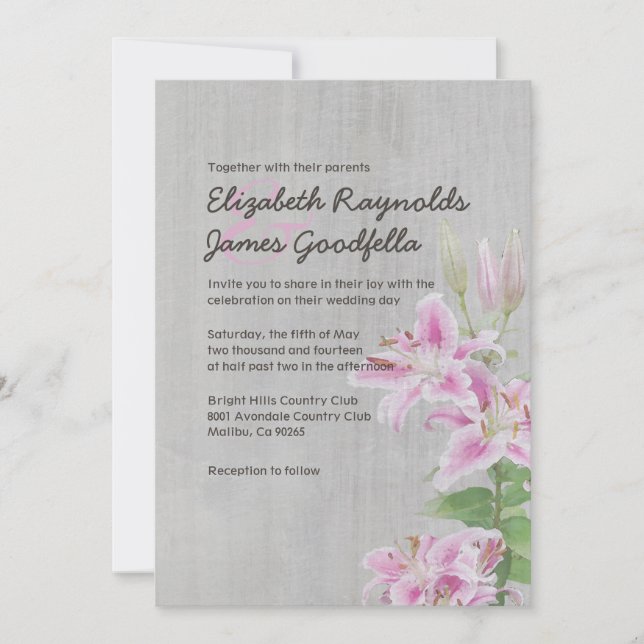 Invitations de mariage Vintage de Stargazer Lily (Devant)
