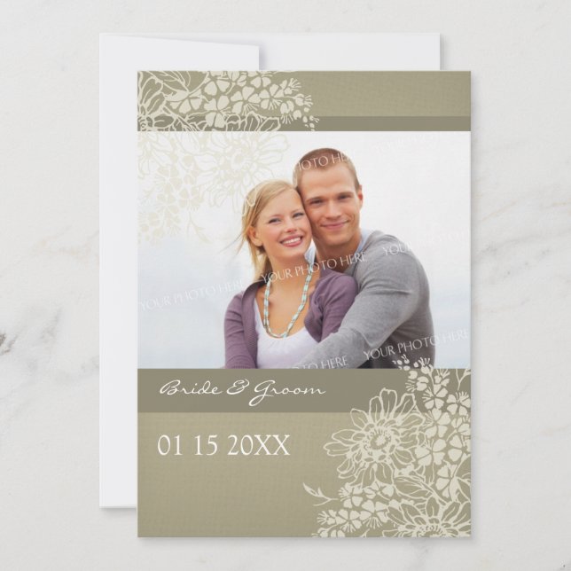 Invitations de mariage Vintage Floral (Devant)