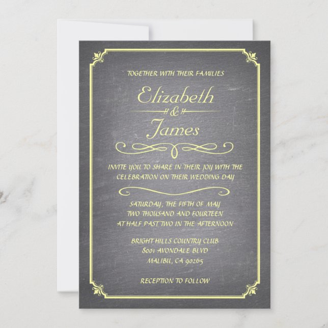 Invitations de mariage Vintage Jaune (Devant)