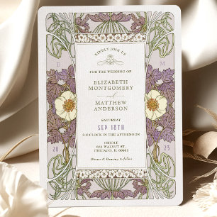 Invitations de mariage vintage Lavender Art Nouvea