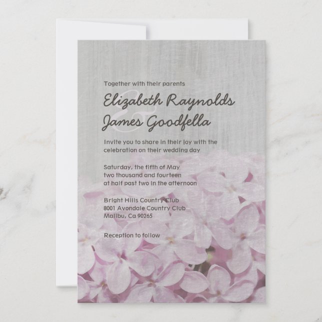 Invitations de mariage vintage Lilac (Devant)