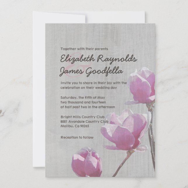 Invitations de mariage vintage Magnolia (Devant)