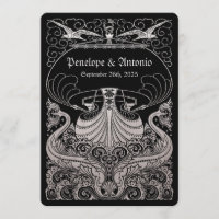 Invitations de mariage vintage Nautique Argent
