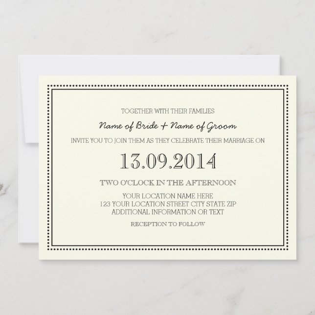 Invitations de mariage Vintage noir et blanc (Dos)