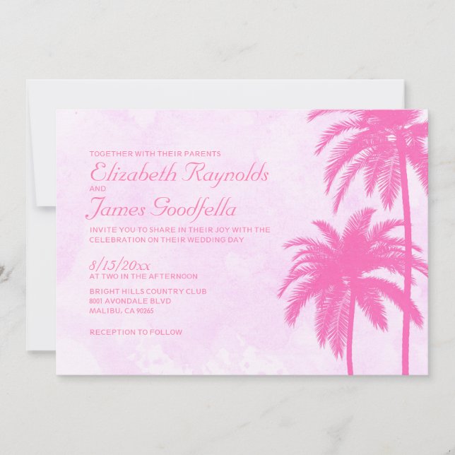 Invitations de mariage vintage Palm Tree Beach (Devant)