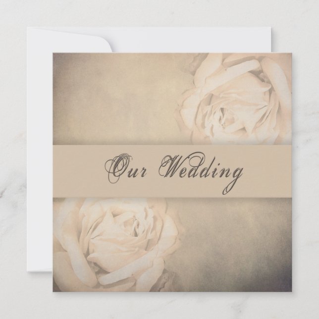 Invitations de mariage - Vintage - Rose (Devant)