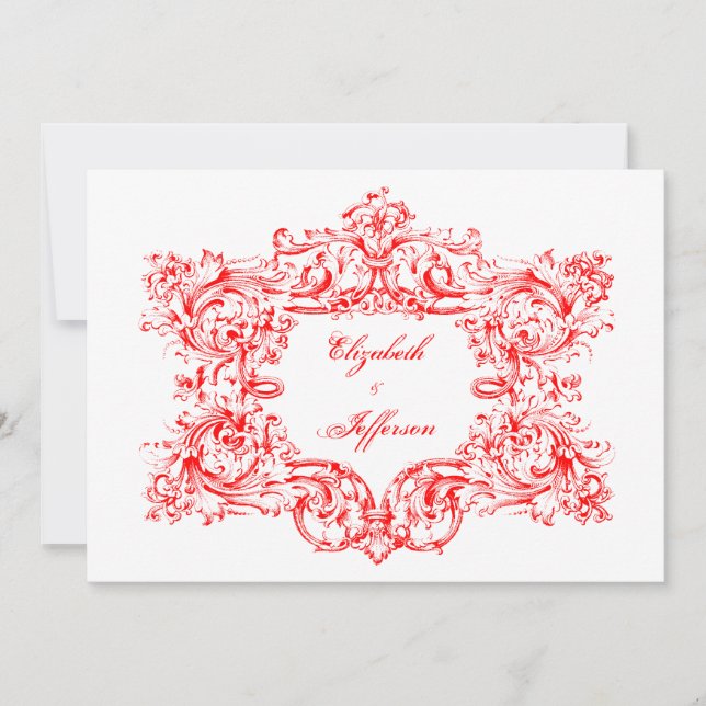 Invitations de mariage Vintage rouge (Devant)