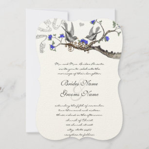 Invitations de mariage vintage Royal Blue et Grey