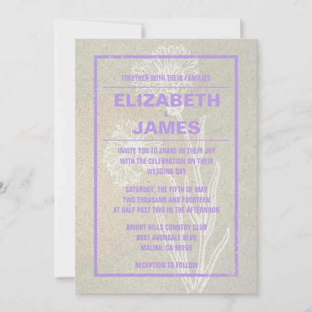 Invitations de mariage Vintage rustique (Devant)