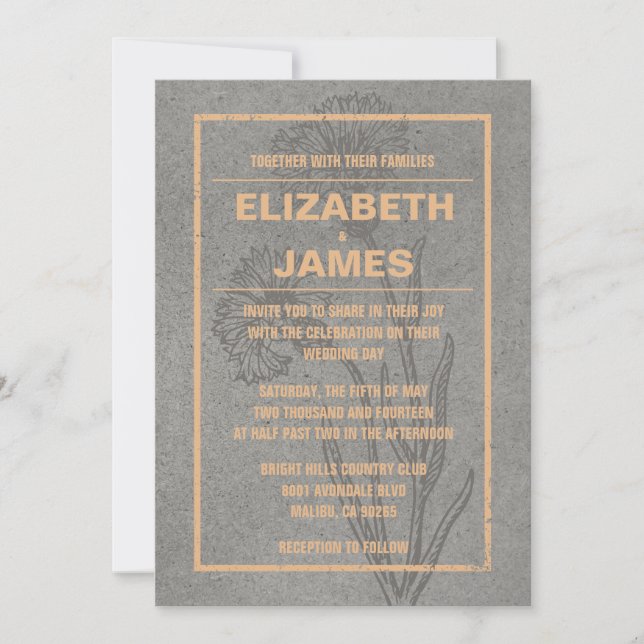 Invitations de mariage Vintage rustique (Devant)