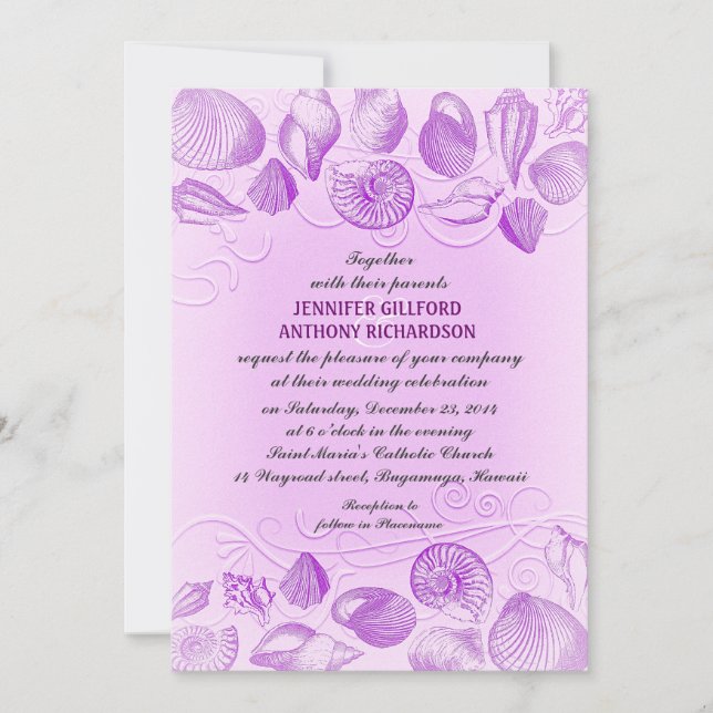 INVITATIONS DE MARIAGE vintage SUR LA PLAGE (Devant)