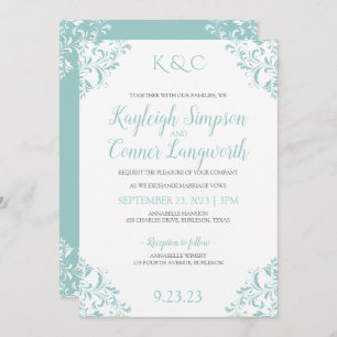 Invitations de mariage vintage Turquoise Turquoi