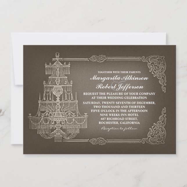 Invitations de mariage vintage vieux chandelier (Devant)