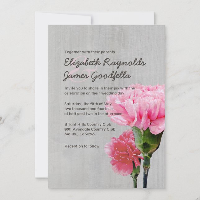 Invitations de mariage Vintages à la mini-carnatio (Devant)