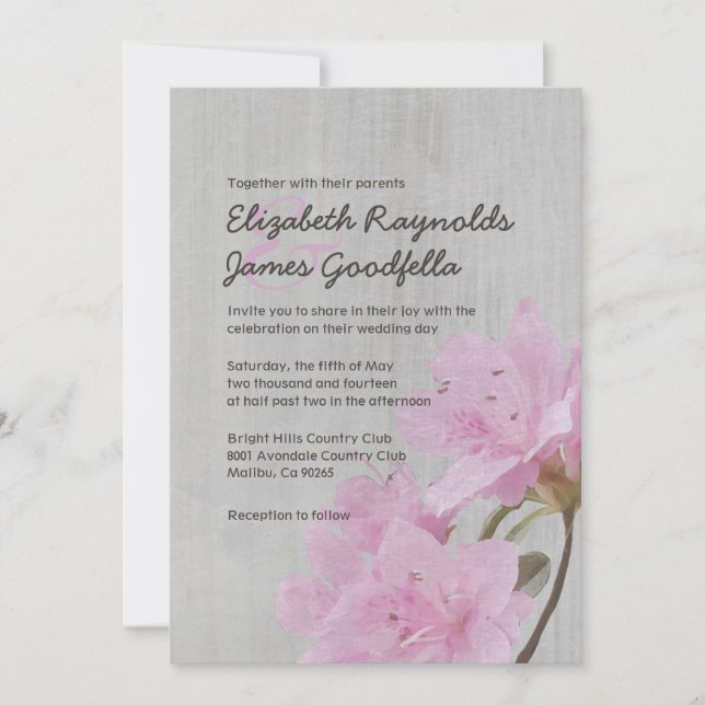 Invitations de mariage Vintages Azalea (Devant)
