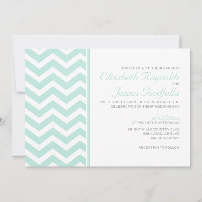 Invitations de mariage Vintages Chevron Zigzag (Devant)