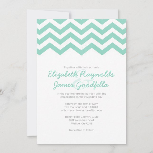 Invitations de mariage Vintages de Chevron (Devant)