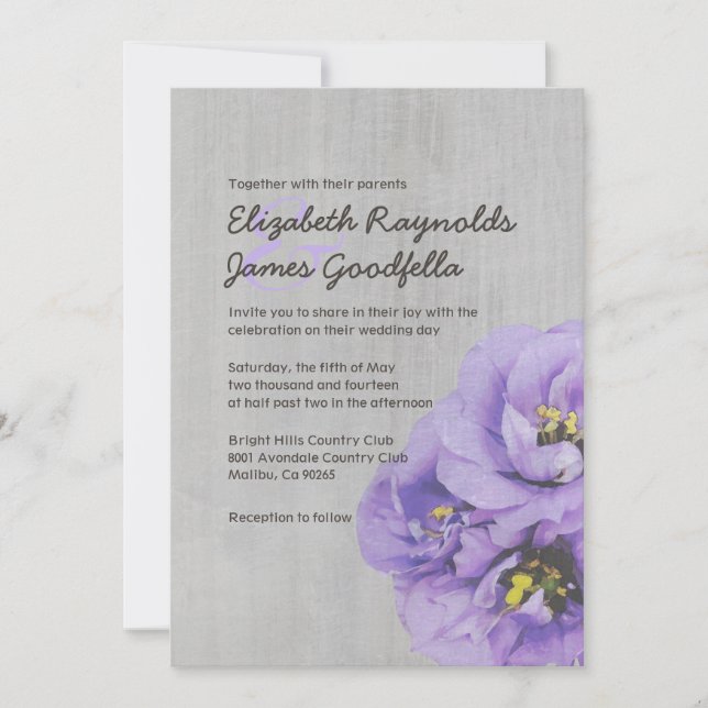 Invitations de mariage Vintages de Lisianthus (Devant)