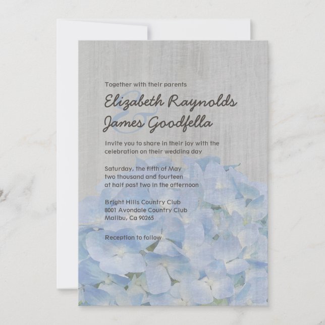 Invitations de mariage Vintages Hydrangea (Devant)