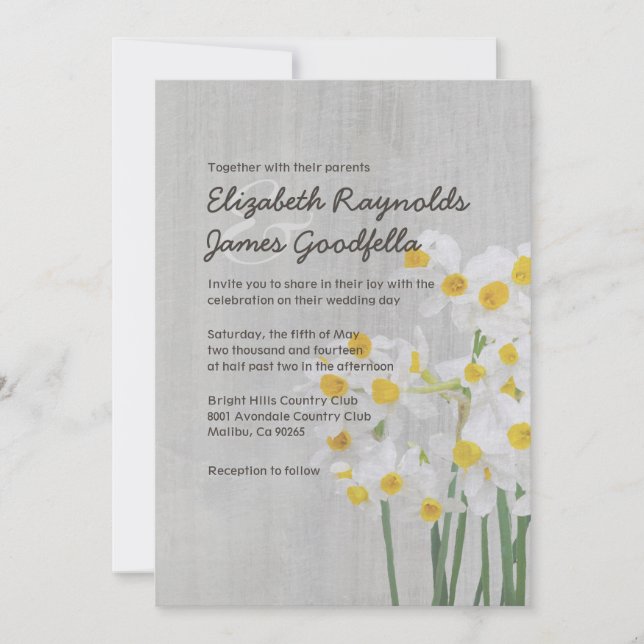 Invitations de mariage Vintages Narcisse (Devant)