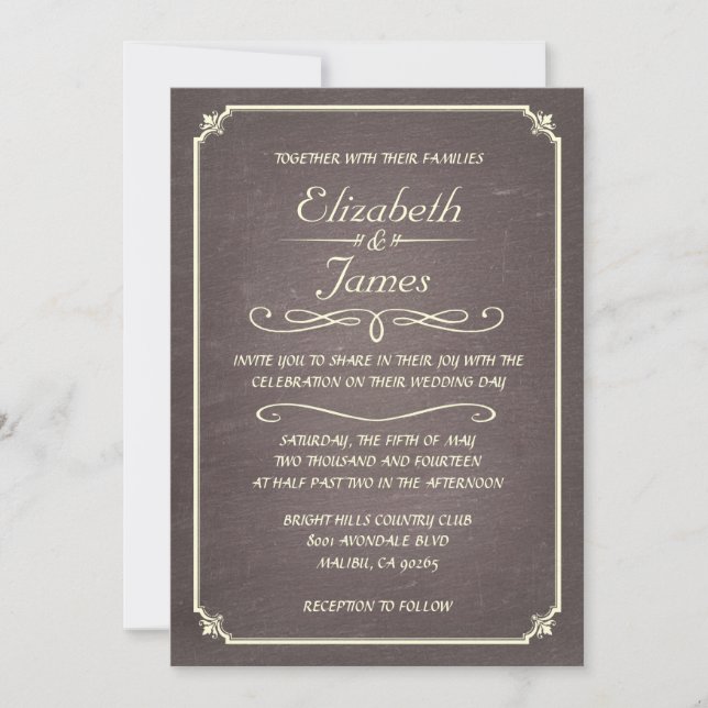 Invitations de mariage Vintages officielles (Devant)