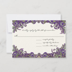 Invitations de mariage violet et vert paon