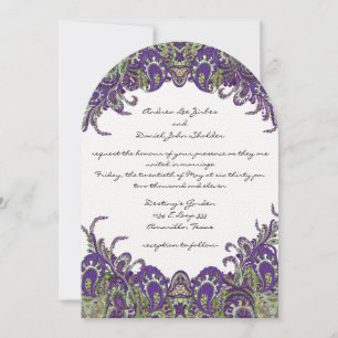 Invitations de mariage violet et vert paon
