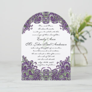 Invitations de mariage violet et vert paon