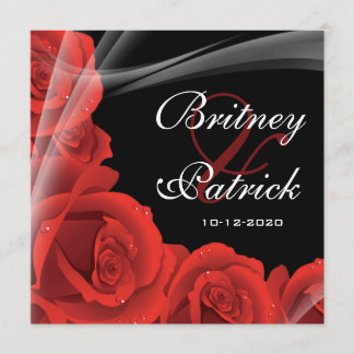 Invitations de mariage Whimsical Black & Red Rose