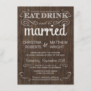 Invitations de Mariages campagnards de bois rustiq