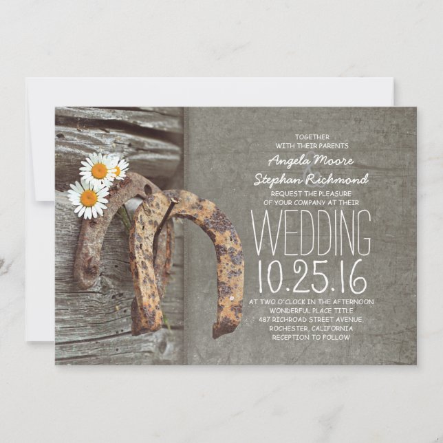 Invitations de mariages campagnards rustiques - Fe (Devant)