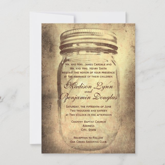 Invitations de Mariages campagnards rustiques Maso (Devant)