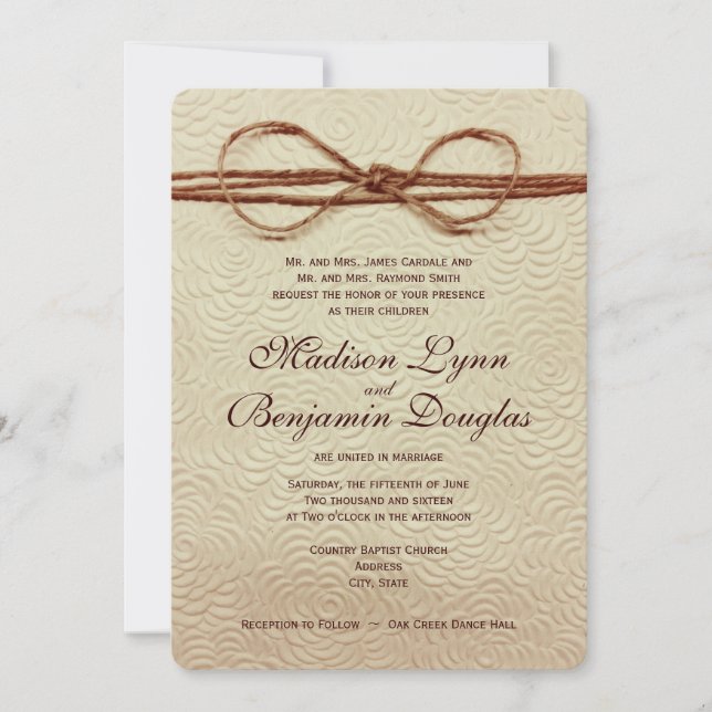 Invitations de Mariages campagnards rustiques vint (Devant)