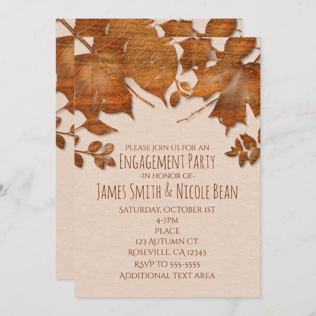 Invitations de Mariages de automne d'automne en cu (Devant / Derrière)