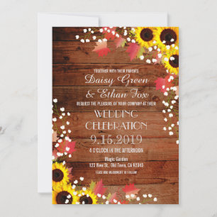 Invitations de Mariages de automne de tournesol ru