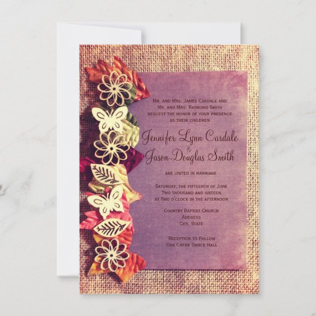 Invitations de Mariages de automne russes pourpres (Devant)