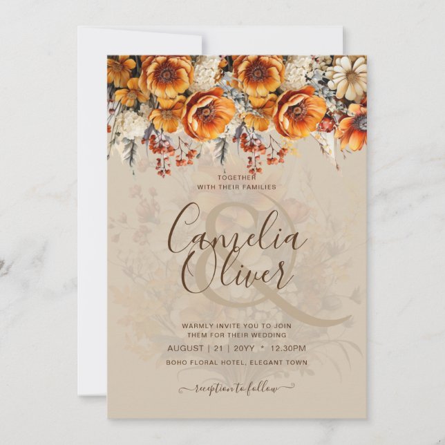Invitations de Mariages de automne rustiques (Devant)