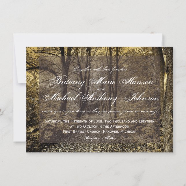 Invitations de mariages rustiques dans les forêts  (Devant)