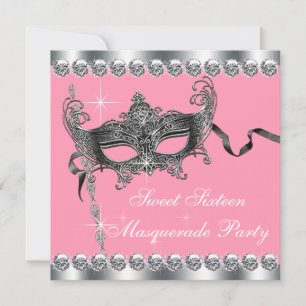 Invitations de mascarade Sweet sixteen rose