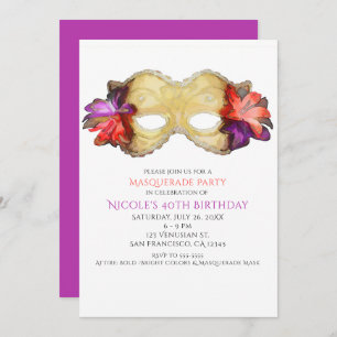Invitations de masques de fleurs tropicales