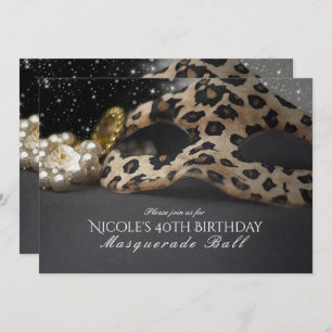 Invitations de masques Leopard et de perles