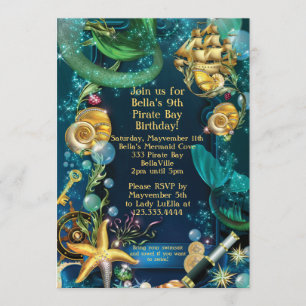 Invitations de Mermaid Pirate Party
