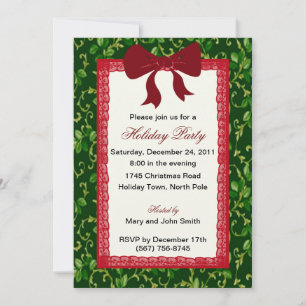 Invitations De Mistletoe Et De Red Lace Party