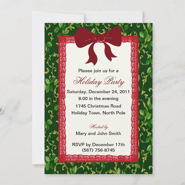 Invitations De Mistletoe Et Red Lace Party (Devant)