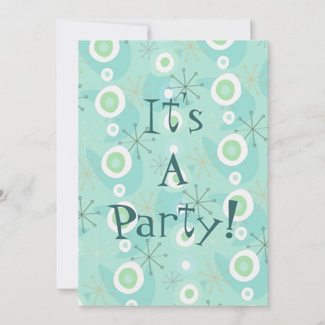Invitations de Motifs rétro bleu/vert trop mignons (Devant)